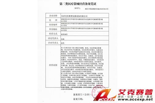 艾克賽普獲得“醫(yī)療器械許可證”證書