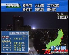 日本宮城縣、仙臺(tái)市等東北地區(qū)發(fā)生7.4級(jí)地震,天空出現(xiàn)異常光線