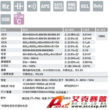 PC700數(shù)字萬用表|日本三和Ssanwa數(shù)字萬用表  技術(shù)參數(shù)